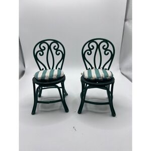 Vintage Eden Madeline's Green Plastic Bistro Chairs Dollhouse Furniture EUC